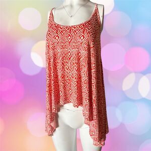 Bisou Bisou Orange Handkerchief Hem Stretchy Tank Top Size Large